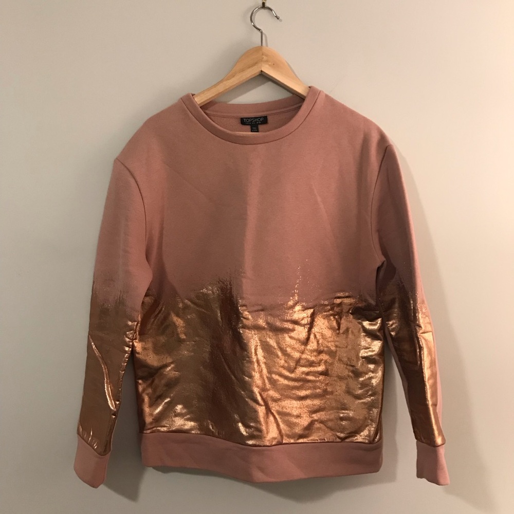 TOPSHOP Rose Gold Foil Sweatshirt